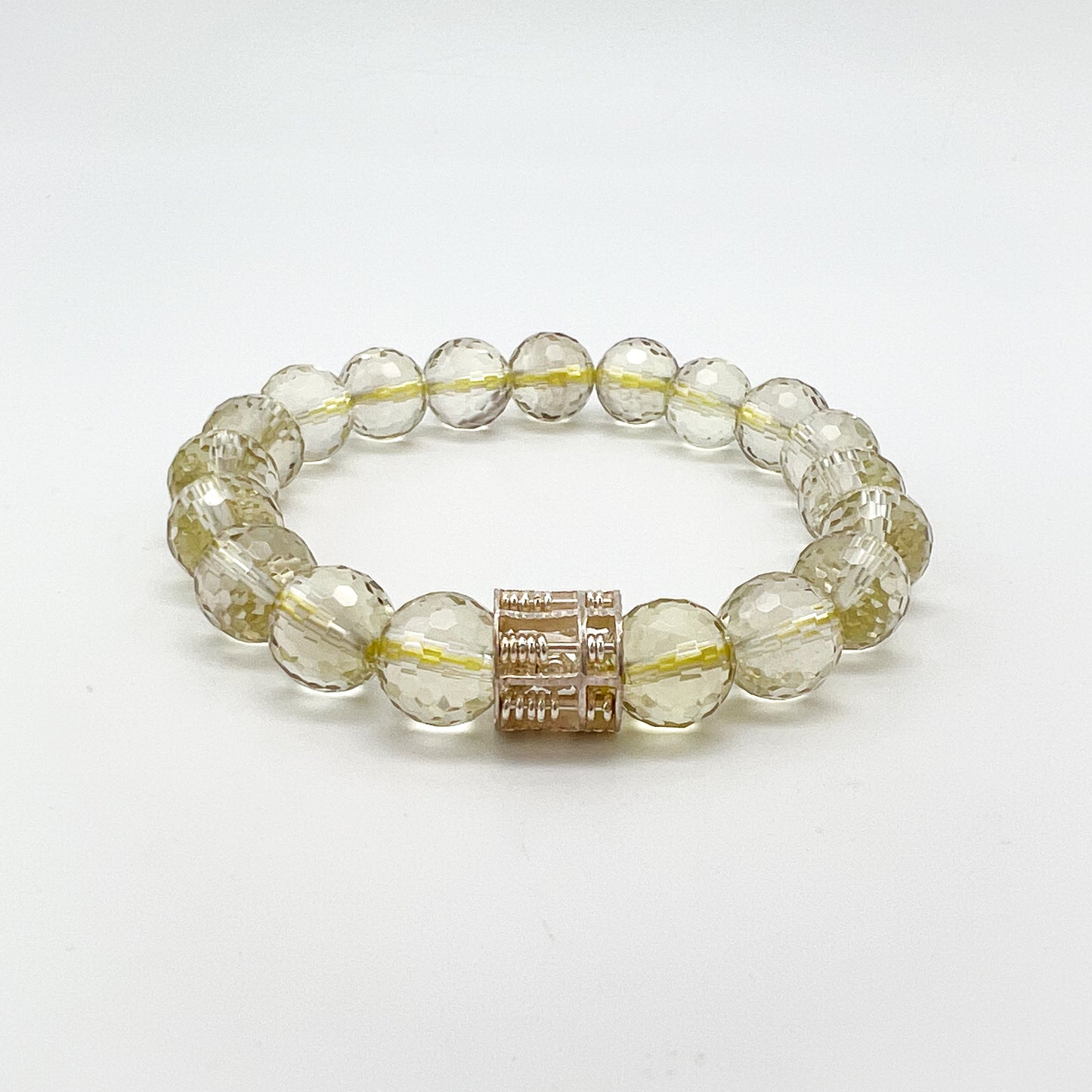 10MM FACETTED LEMON CITRINE WITH 925 ABACUS CHARM BRACELET