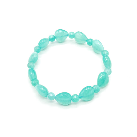 12MM AMAZONITE ALTERNATE HEART BRACELET