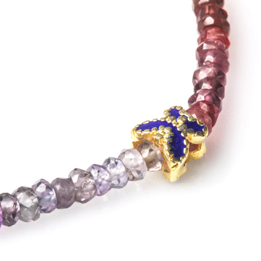 4MM SPINEL BEADS WITH 925 ENAMEL BUTTERFLY BRACELET