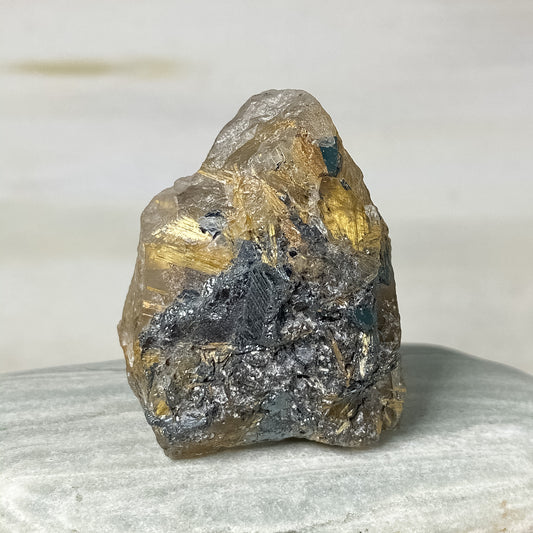 27 X 32 X 17MM GOLD RUTILATED RAW TUMBLE