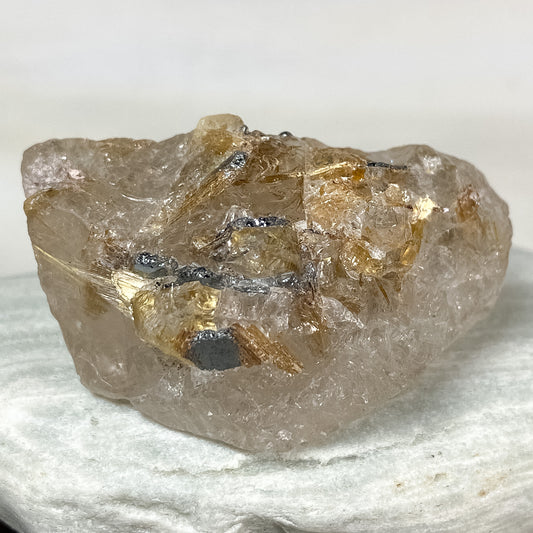 24 X 33 X 16MM GOLD RUTILATED RAW TUMBLE