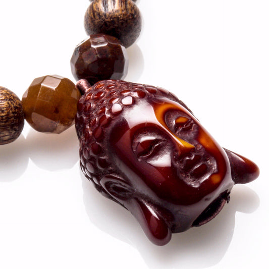AGAR WOOD, PIETERSITE AND BUDDHA CHARM BRACELET