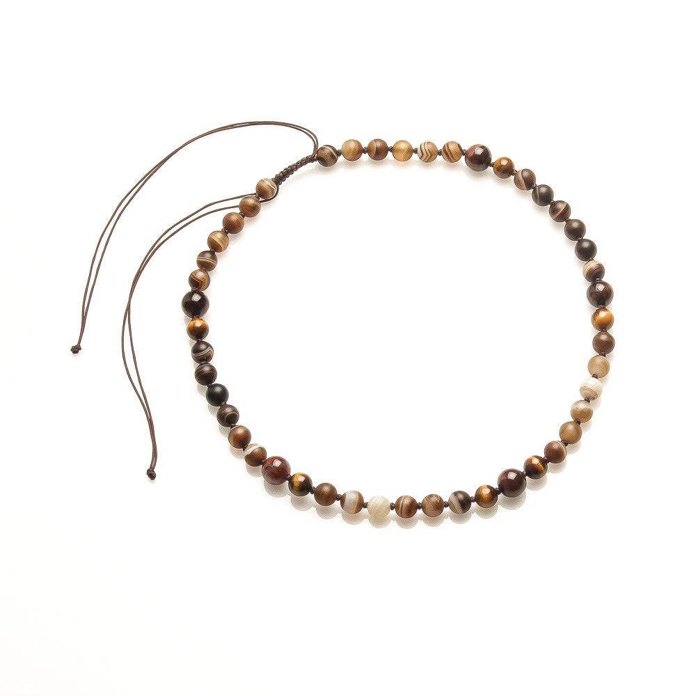 MEDICINE DZI WITH RED AND YELLOW TIGER'S EYES NECKLACE