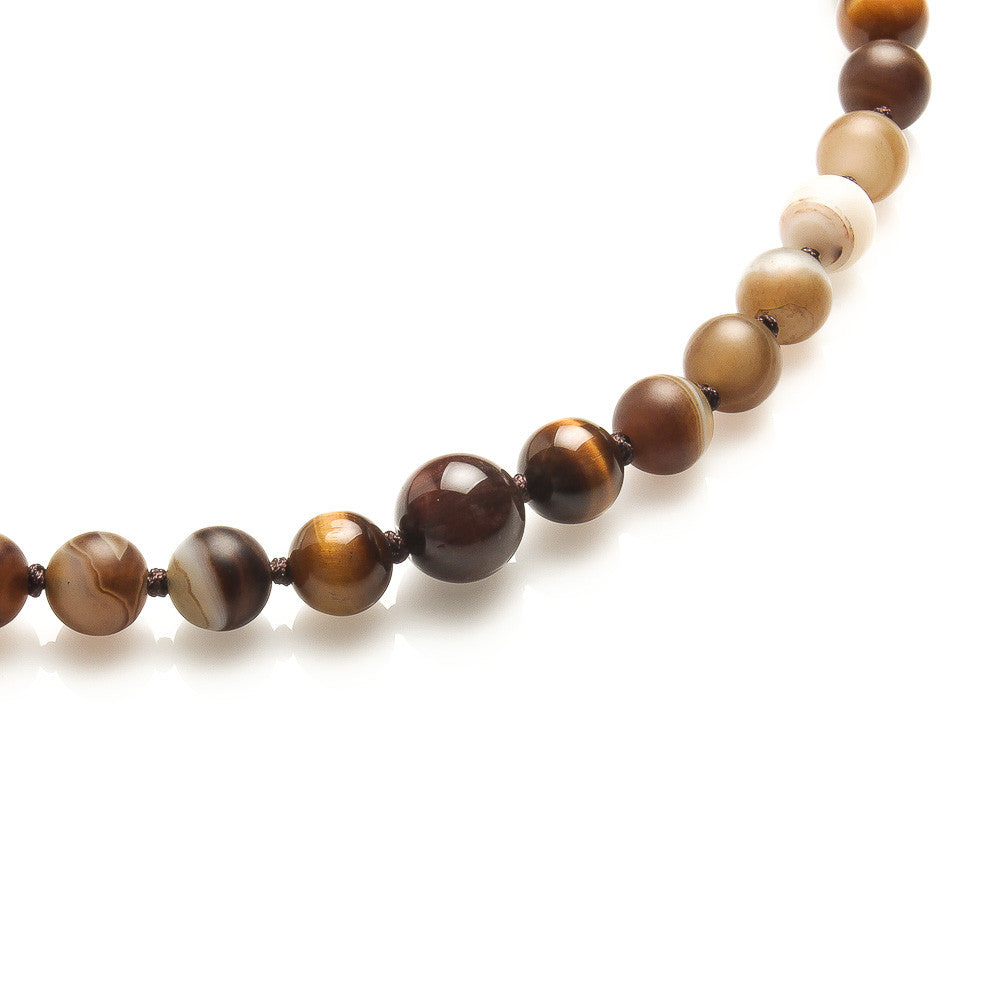 MEDICINE DZI WITH RED AND YELLOW TIGER'S EYES NECKLACE