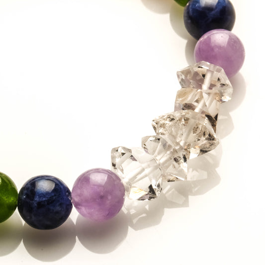 CHAKRA BRACELET WITH DOUBLE POINTS CLEAR QUARTZ