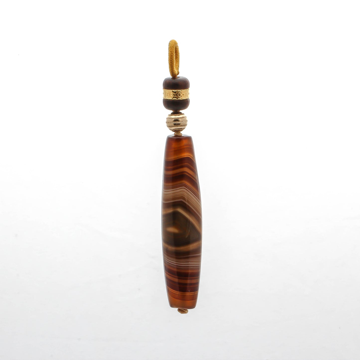 MEDICINE AGATE DZI WITH SANDAL WOOD PENDANT CHARM