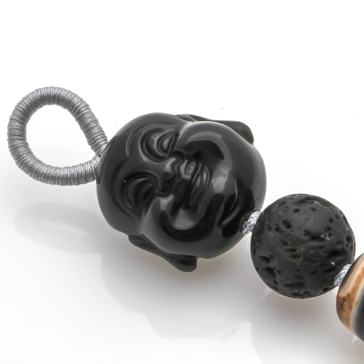 LONGEVITY TREASURE VASE DZI WITH LAUGHING BUDDHA PENDANT CHARM