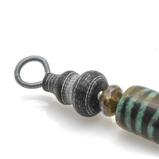 BIAN HULU, FORTUNE WAVE DZI AND CRYSTAL HEART PENDANT CHARM