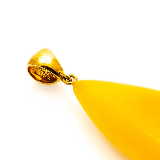 BUTTER AMBER WITH 925 SILVER PLATE GOLD BAIL PENDANT