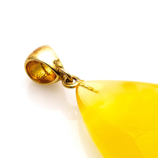 BUTTER AMBER, 925 SILVER PLATE GOLD BAIL PENDANT