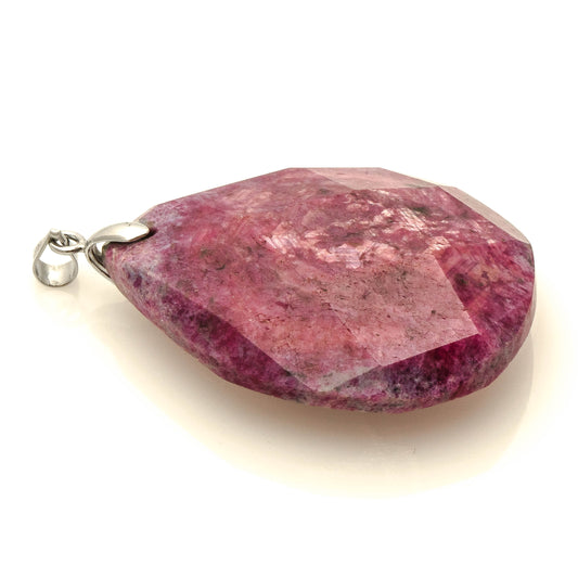 33 x 43 MM FACETED RUBY ZOSITE TEARDROP PENDANT