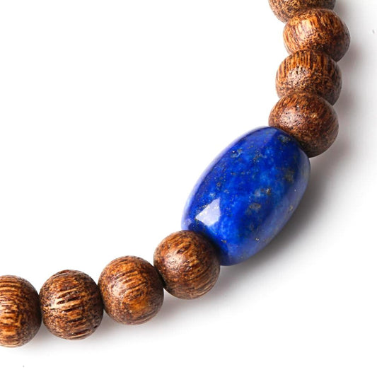 ABACUS AGAR WOOD, LAPIS LAZULI BEAD BRACELET FOR MEN
