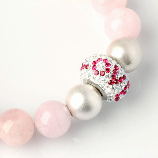 10MM MORGANITE, SWAROVSKI `LOVE' CHARM BRACELET