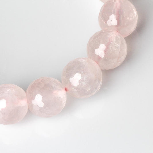 12MM FACETED ROSE QUARTZ CRYSTAL BEADS BRACELET