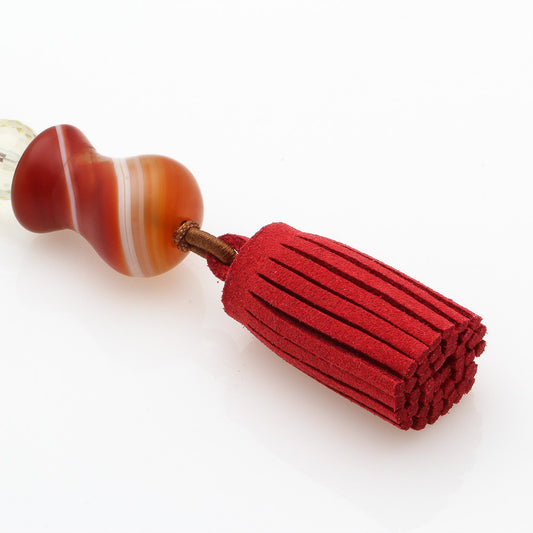 RED CINNABAR LAUGHING BUDDHA WITH VASE PENDANT CHARM