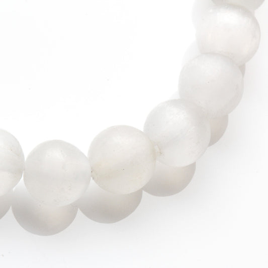 8MM SELENITE WITH 5 X 3 MM CLEAR QUARTZ NECKLACE