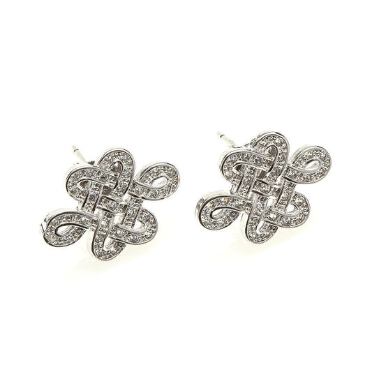 925 SILVER MYSTIC KNOT WITH CUBIC ZIRCONIA STUD EARRINGS
