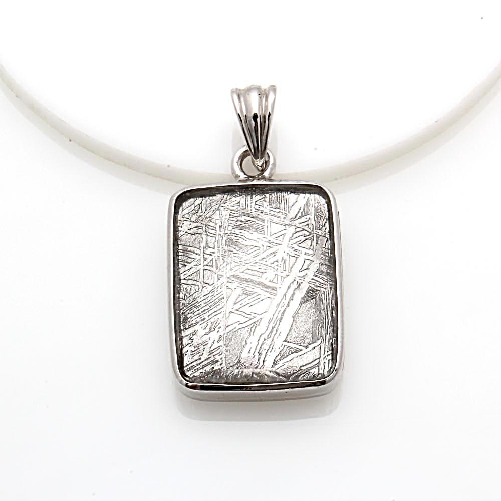 RECTANGLE METEORITE WITH 925 SILVER PENDANT
