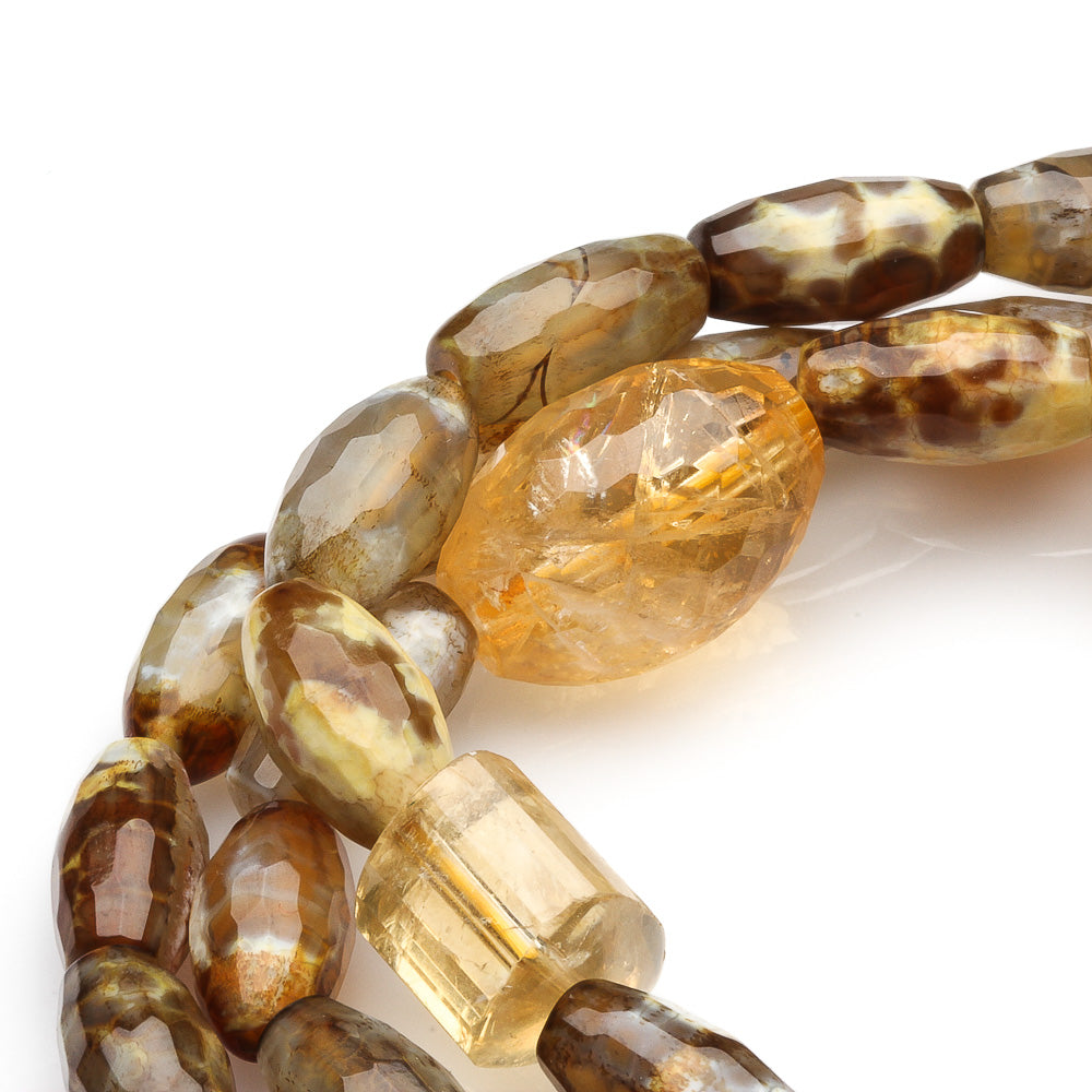 YELLOW AGATE, CITRINE BEADS BRACELET CUM NECKLACE