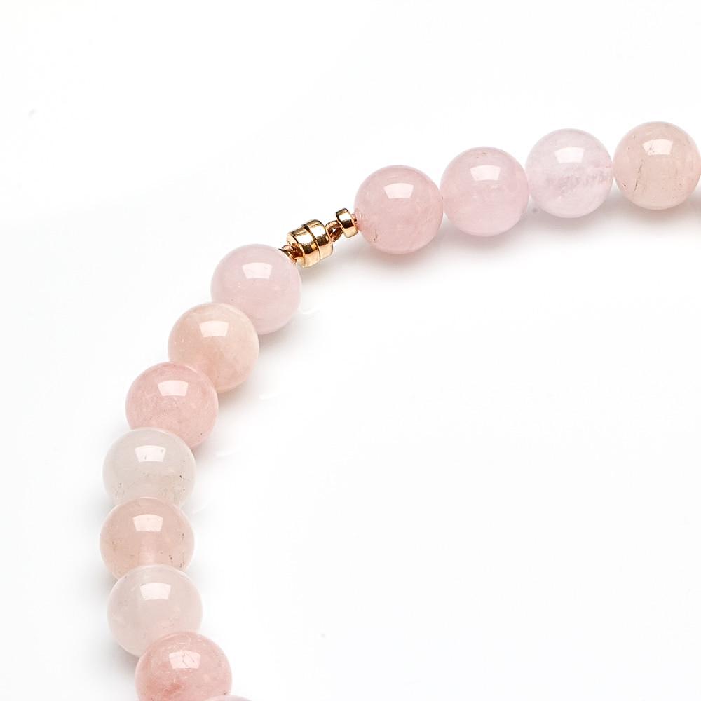 12MM MORGANITE NECKLACE WITH 14K MAGNETIC CLASP