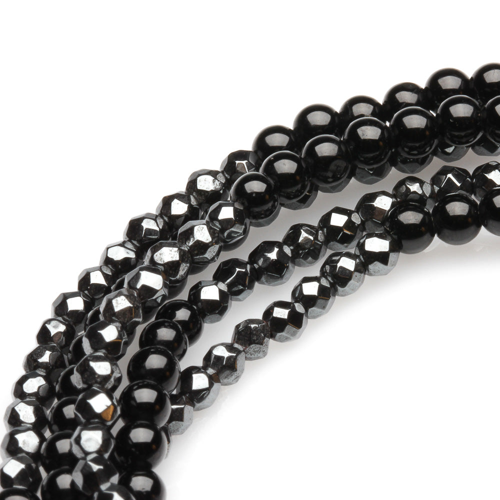 HEMATITE, BLACK TOURMALINE MULTI STRANDS BRACELET