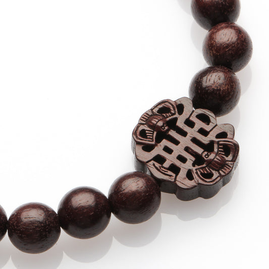 8MM RED SANDALWOOD BEADS WITH LONGEVITY BRACELET