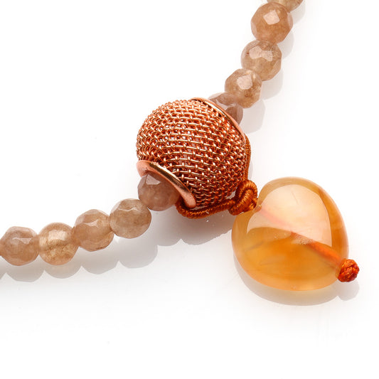 4MM FACETED AGATE WITH CARNELIAN HEART BRACELET