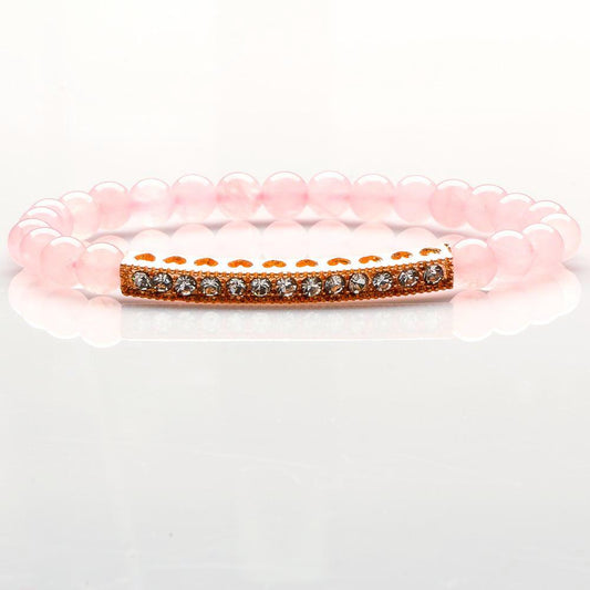 ROSE QUARTZ WITH ROSE GOLD MULTIPLE HEARTS BRACELET