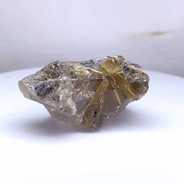 24 X 40 X 24MM GOLD RUTILATED RAW TUMBLE