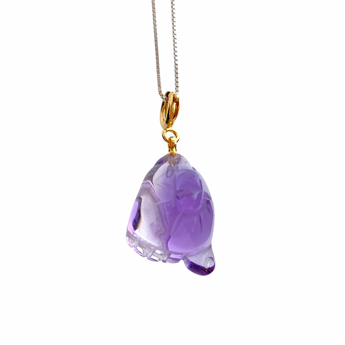 13MM X 15MM AMETHYST BUDDHA FOOT CRYSTAL CHARM