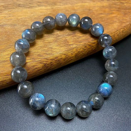 9MM LABRADORITE ROUND BEADS CRYSTAL BRACELET