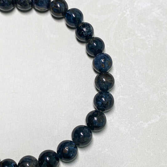 6.5MM PIETERSITE ROUND BEADS CRYSTAL BRACELET