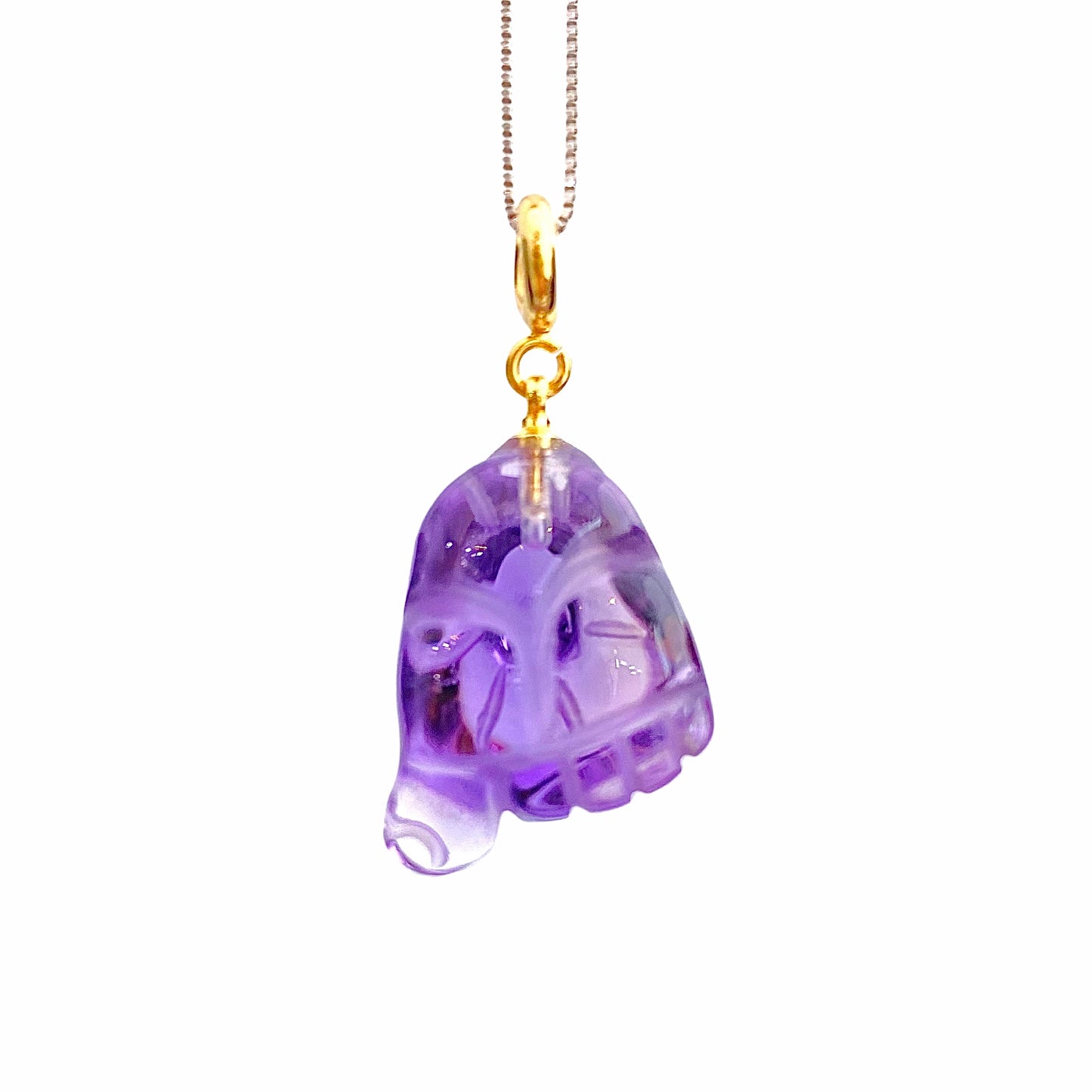 13MM X 15MM AMETHYST BUDDHA FOOT CRYSTAL CHARM
