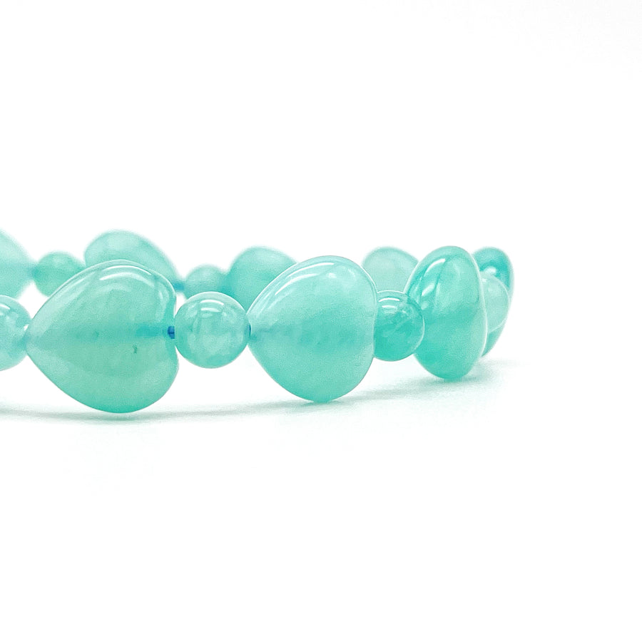 12MM AMAZONITE ALTERNATE HEART BRACELET
