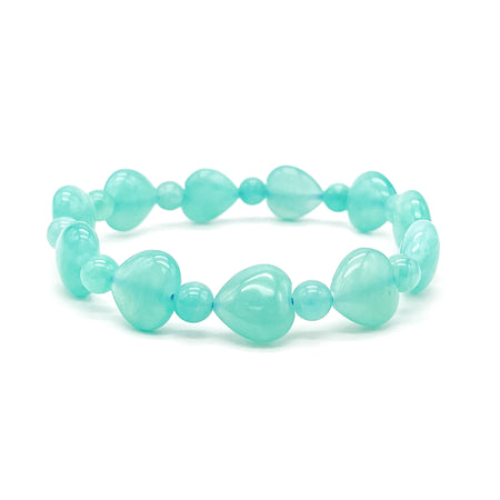 12MM AMAZONITE ALTERNATE HEART BRACELET