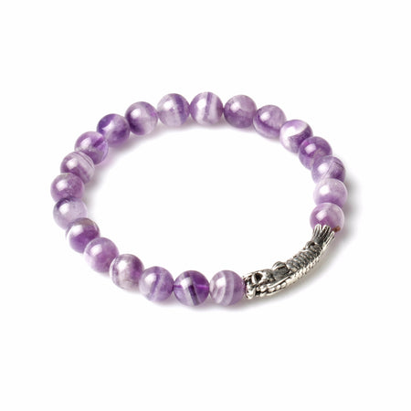8MM CHEVRON AMETHYST, 925 DRAGON CARP BRACELET 