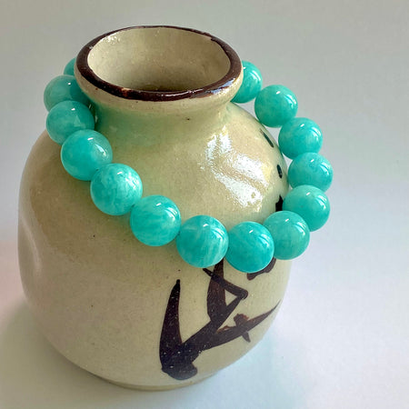 12MM AMAZONITE ROUND BEADS CRYSTAL BRACELET