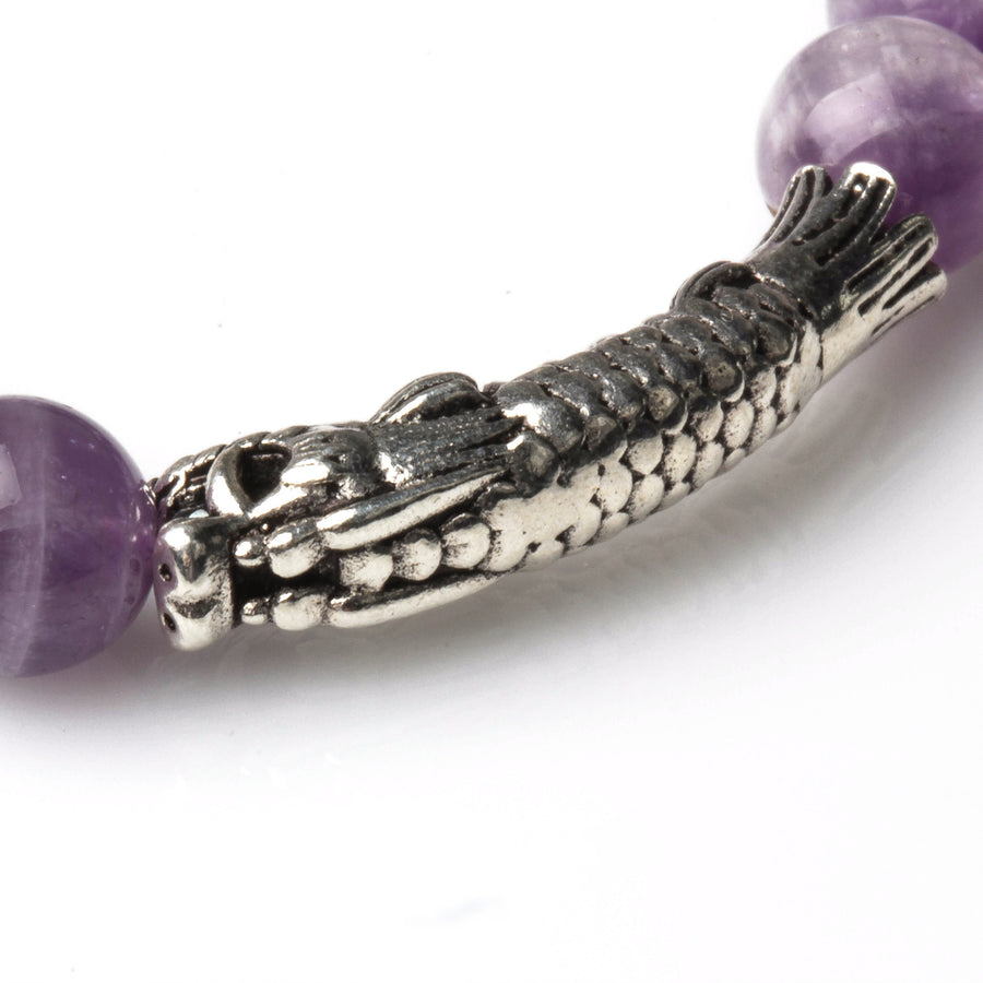 8MM CHEVRON AMETHYST, 925 DRAGON CARP BRACELET 
