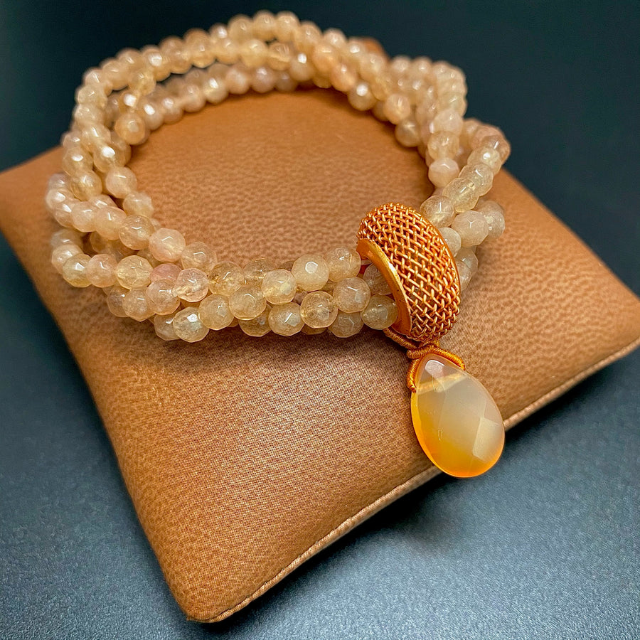 4MM FACETED AGATE, CARNELIAN TEARDROP BRACELET