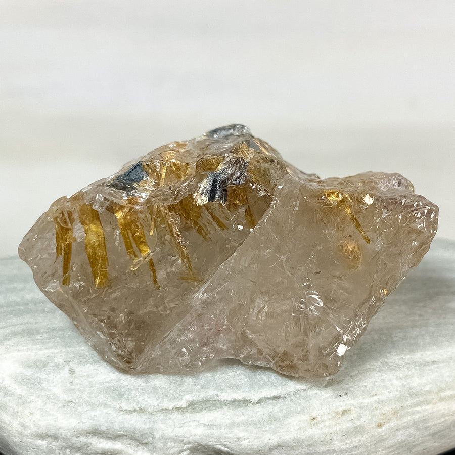 24 X 33 X 16MM GOLD RUTILATED RAW TUMBLE