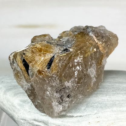 24 X 40 X 24MM GOLD RUTILATED RAW TUMBLE