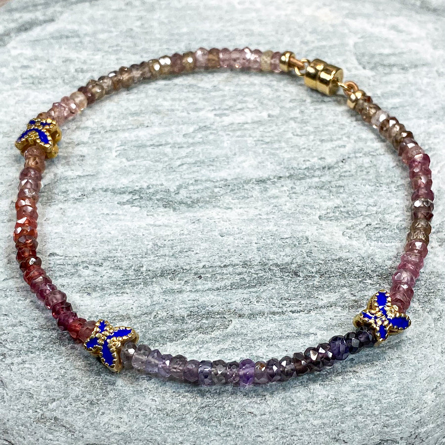 4MM SPINEL BEADS WITH 925 ENAMEL BUTTERFLY BRACELET
