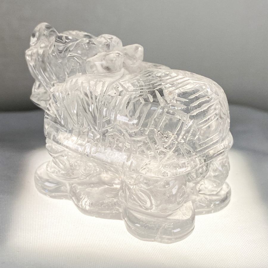 36 X 40 X 30MM CLEAR QUARTZ DRAGON TORTOISE
