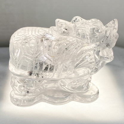 36 X 40 X 30MM CLEAR QUARTZ DRAGON TORTOISE