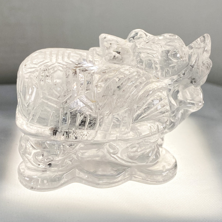36 X 40 X 30MM CLEAR QUARTZ DRAGON TORTOISE