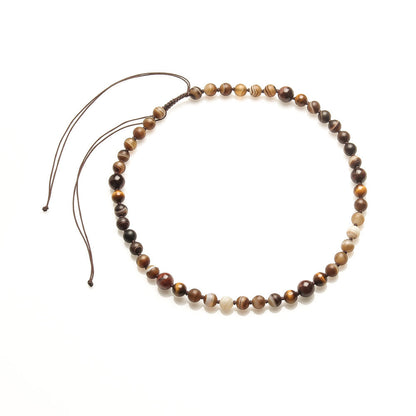 MEDICINE DZI WITH RED AND YELLOW TIGER'S EYES NECKLACE