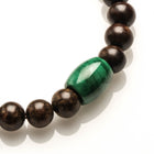 8MM AGAR WOOD & MALACHITE BEADS UNISEX BRACELET
