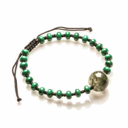 14MM GREEN PHANTOM AND 6 X 4MM MALACHITE BRACELET