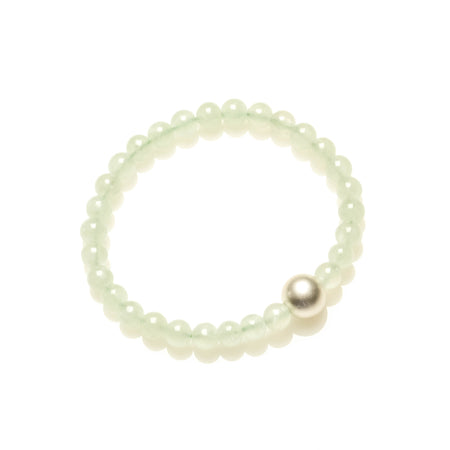 6MM GREEN PREHNITE, 925 MATT SILVER BEAD BRACELET