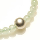 6MM GREEN PREHNITE, 925 MATT SILVER BEAD BRACELET